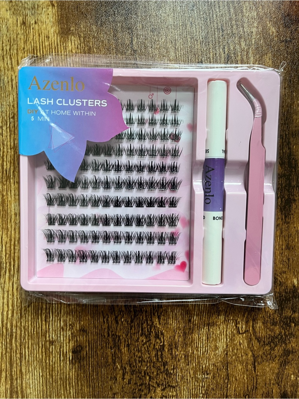 Pink Lash Cluster Kit with Tweezers & Adhesive